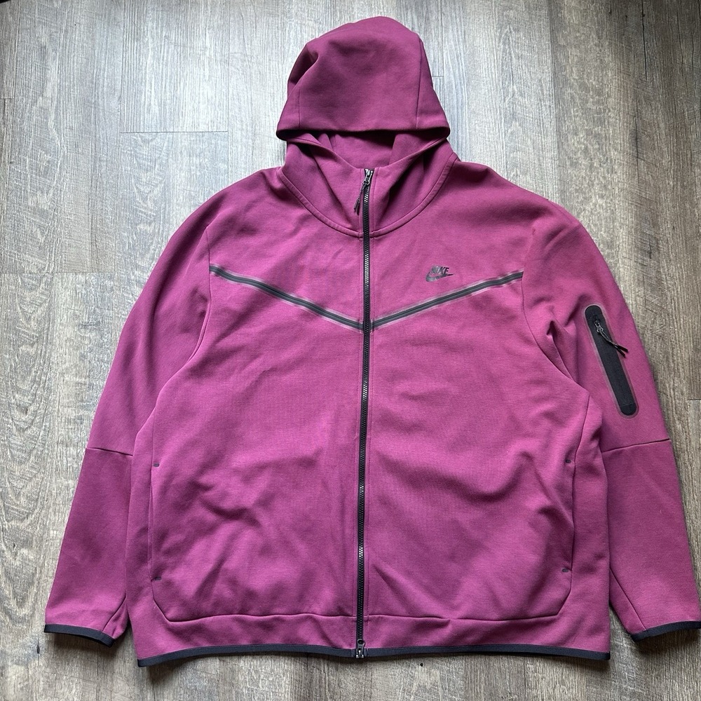 NIKE SPORTSWEAR TECH FLEECE FULL-ZIP HOODIE ROSEWOOD BLACK CU4489-643 SIZE 4XL‎